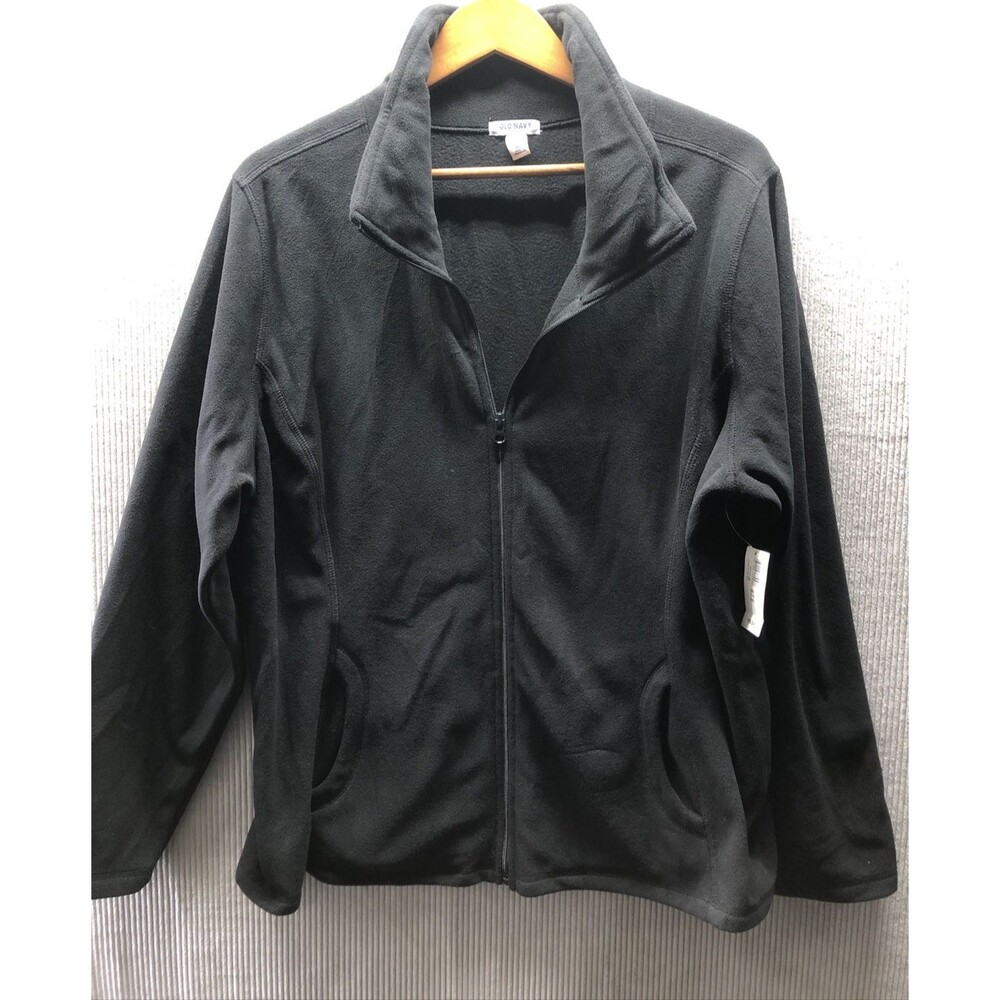 Old Navy Womens Fleece Jacket XXL Black Cozy Outdoor Casual Athleisure NWT